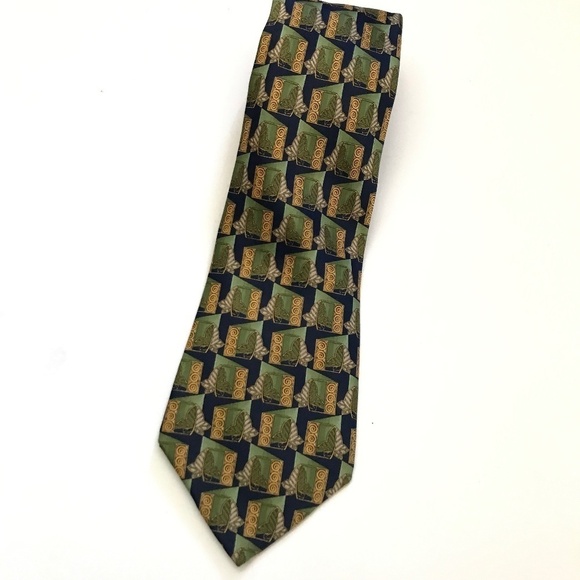 Lanvin Paris Sage Green Blue Classic 100% Silk Tie 60” Length - Picture 2 of 9